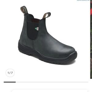Blundstone 181 waxy rustic black slip on steel toe work and safety boots